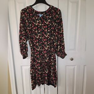Womens Draper James Black and Pink Floral Dress, Half Sleeve, Double Lined,Sz 1X